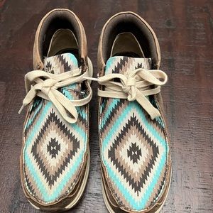 Ariat Ladies Spitfire Brown Turquoise Tribal Lace-up Shoes